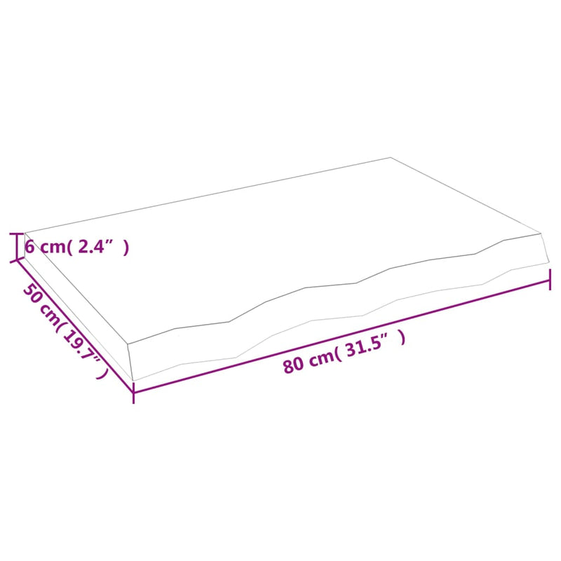 vidaXL kezeletlen tömör tölgyfa asztallap 80x50x(2-6) cm
