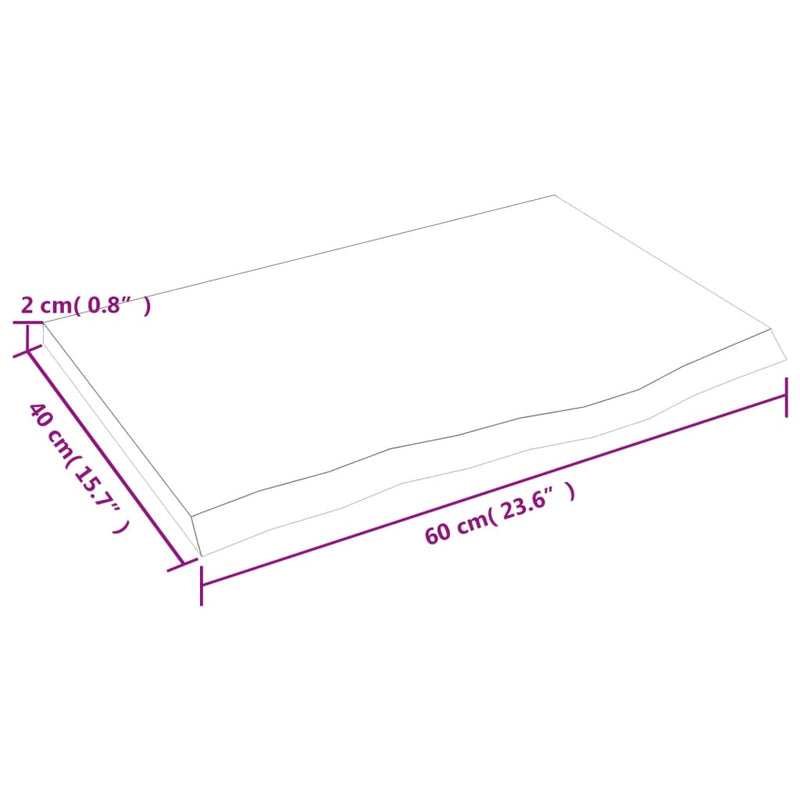 vidaXL világosbarna kezelt tömör tölgyfa asztallap 60x40x2 cm