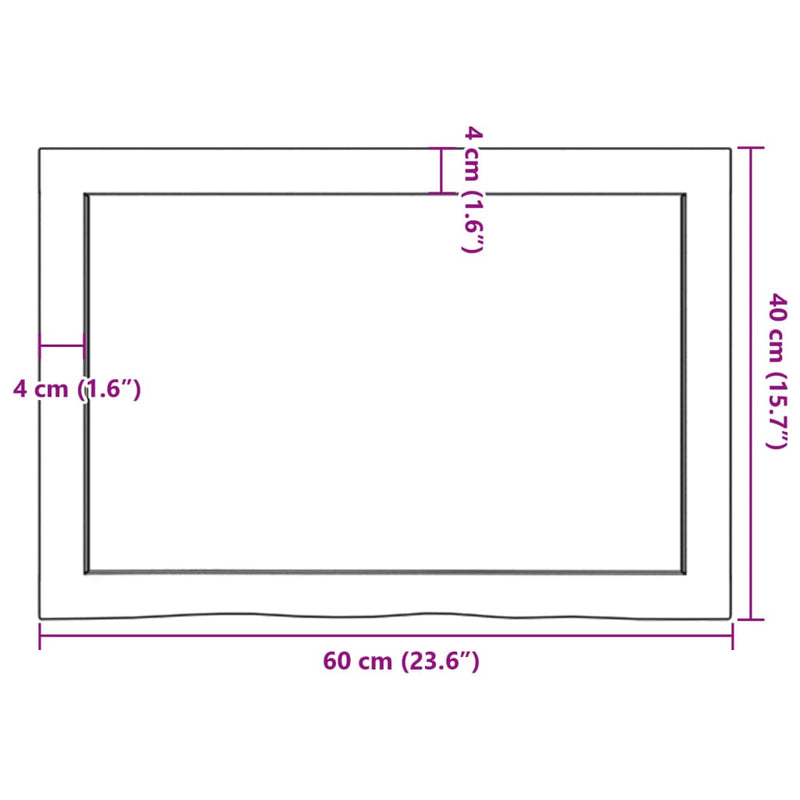 vidaXL világosbarna kezelt tömör tölgyfa asztallap 60x40x(2-4) cm