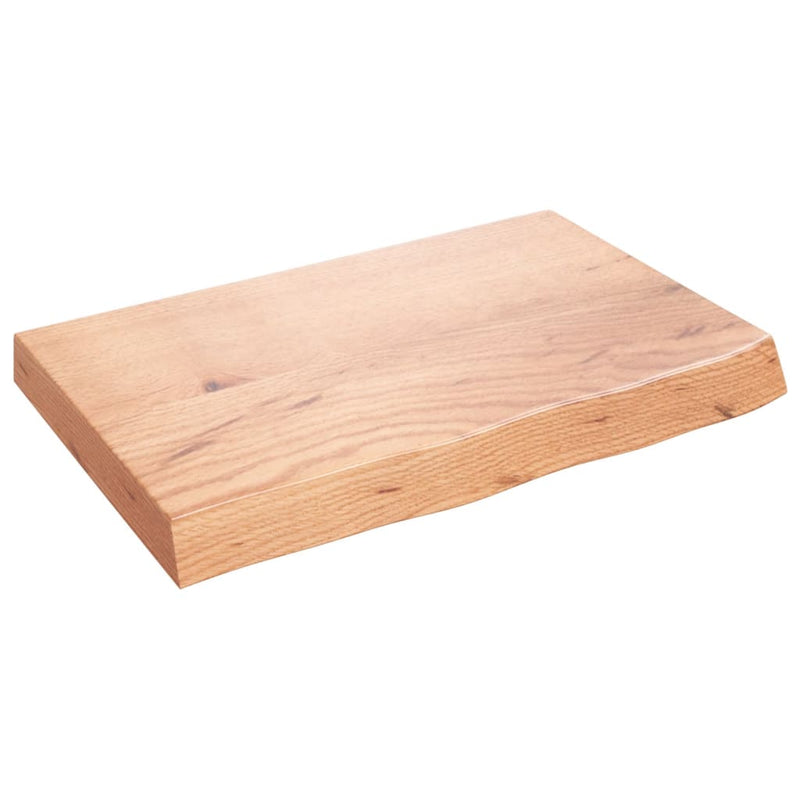vidaXL világosbarna kezelt tömör tölgyfa asztallap 60x40x(2-6) cm