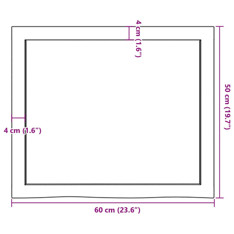 vidaXL világosbarna kezelt tömör tölgyfa asztallap 60x50x(2-4) cm