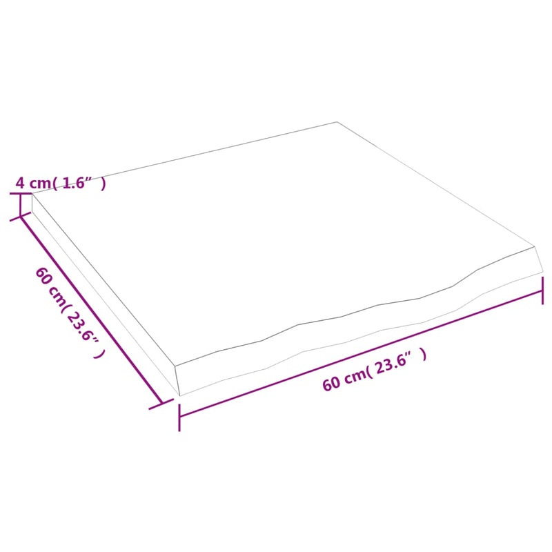 vidaXL világosbarna kezelt tömör tölgyfa asztallap 60x60x(2-4) cm