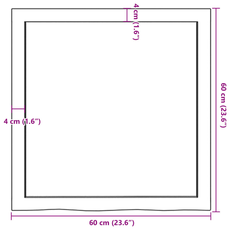 vidaXL világosbarna kezelt tömör tölgyfa asztallap 60x60x(2-4) cm