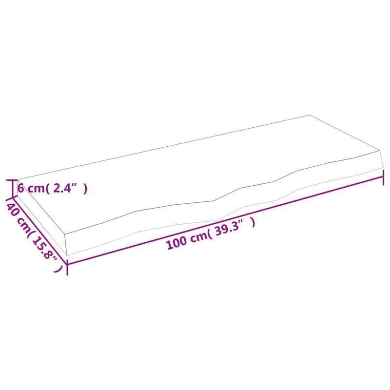 vidaXL világosbarna kezelt tömör tölgyfa asztallap 100x40x(2-6) cm