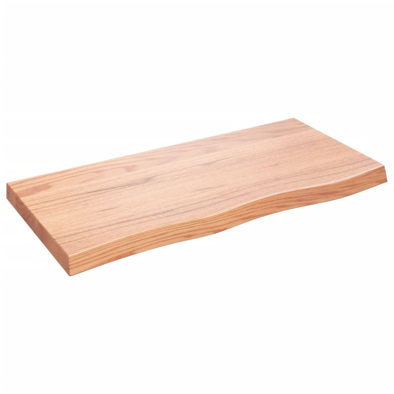 vidaXL világosbarna kezelt tömör tölgyfa asztallap 100x50x(2-6) cm