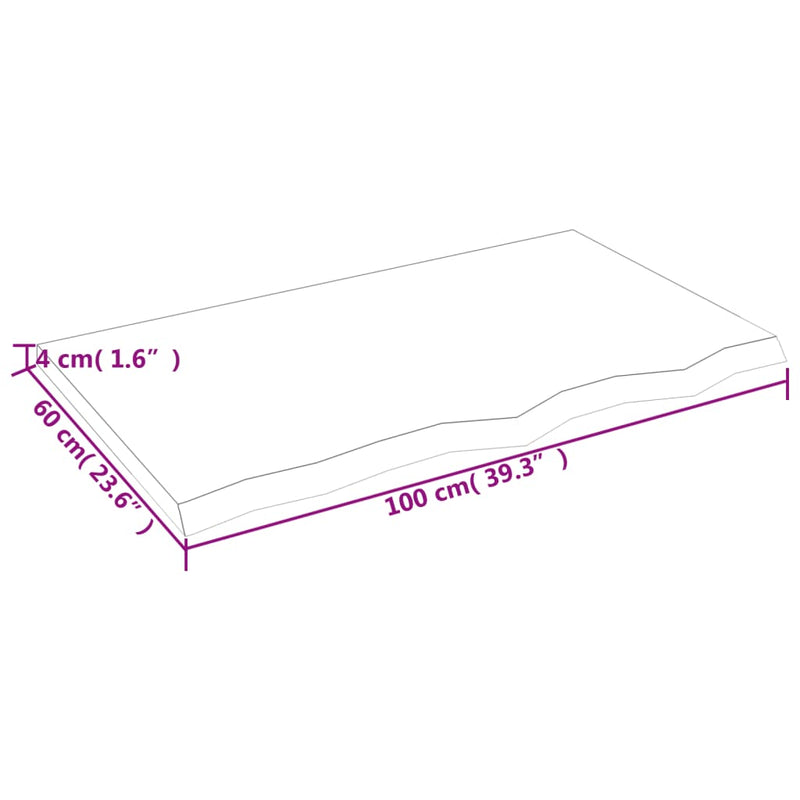 vidaXL világosbarna kezelt tömör tölgyfa asztallap 100x60x(2-4) cm