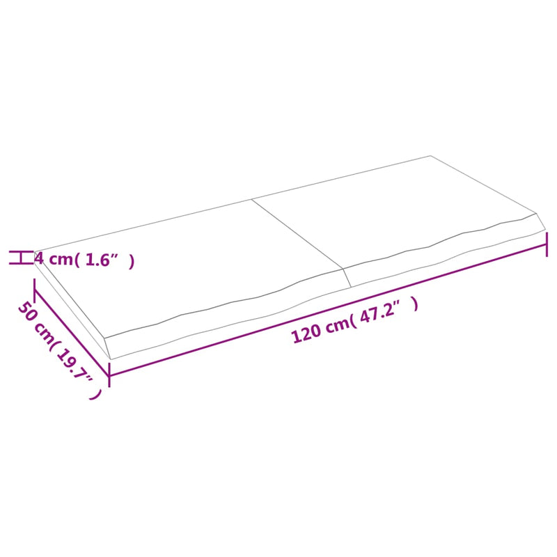 vidaXL világosbarna kezelt tömör tölgyfa asztallap 120x50x(2-4) cm