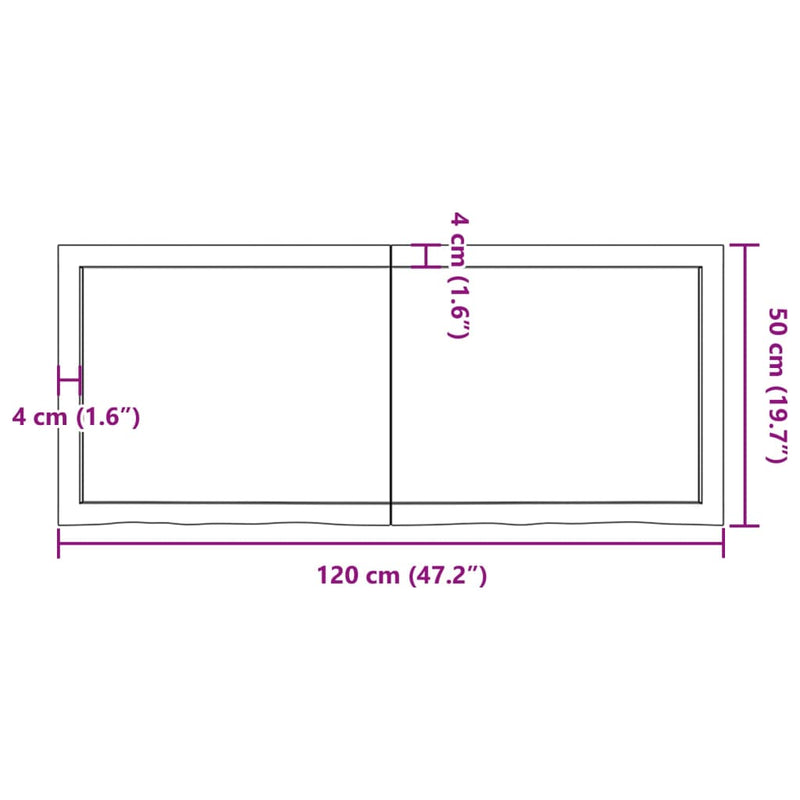 vidaXL világosbarna kezelt tömör tölgyfa asztallap 120x50x(2-4) cm