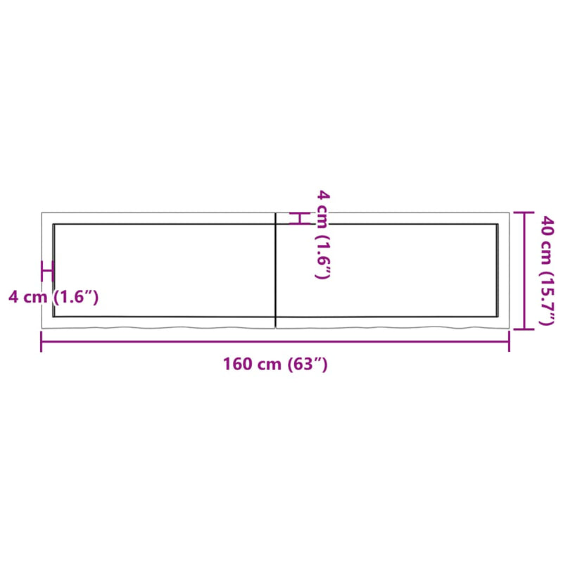 vidaXL világosbarna kezelt tömör tölgyfa asztallap 160x40x(2-4) cm