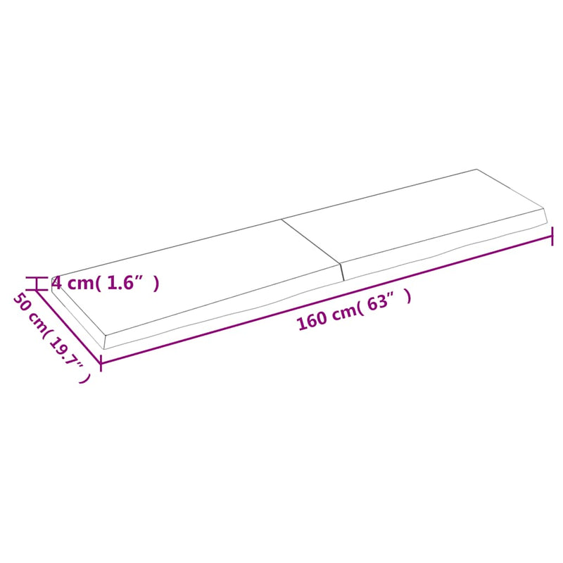 vidaXL világosbarna kezelt tömör tölgyfa asztallap 160x50x(2-4) cm