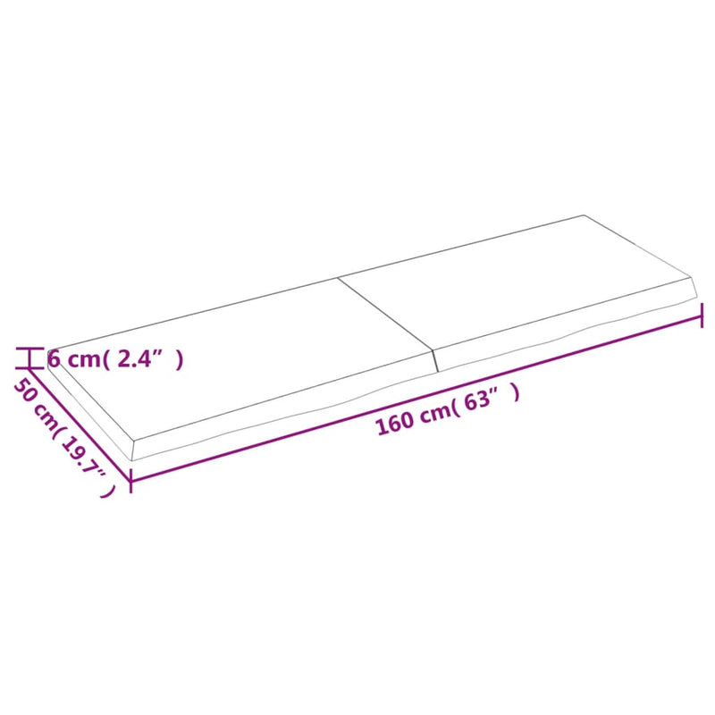 vidaXL világosbarna kezelt tömör tölgyfa asztallap 160x50x(2-6) cm