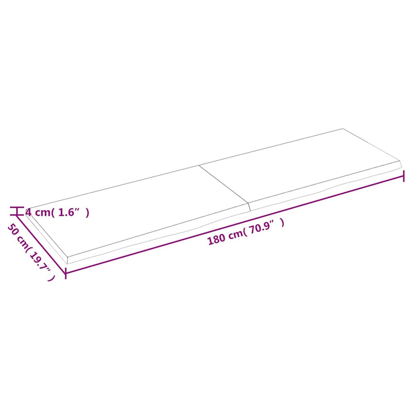 vidaXL világosbarna kezelt tömör tölgyfa asztallap 180x50x(2-4) cm