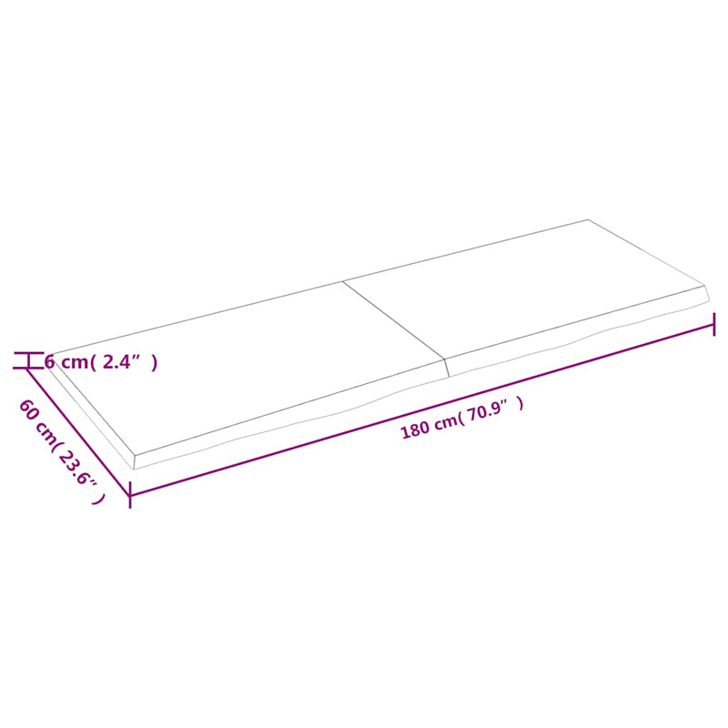 vidaXL világosbarna kezelt tömör tölgyfa asztallap 180x60x(2-6) cm