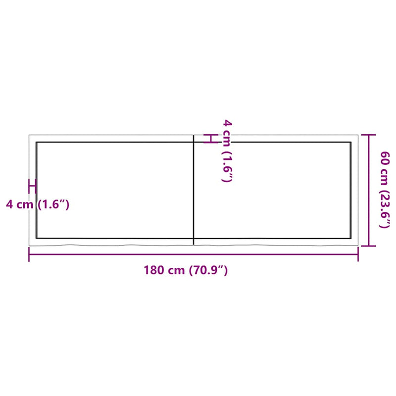 vidaXL világosbarna kezelt tömör tölgyfa asztallap 180x60x(2-6) cm