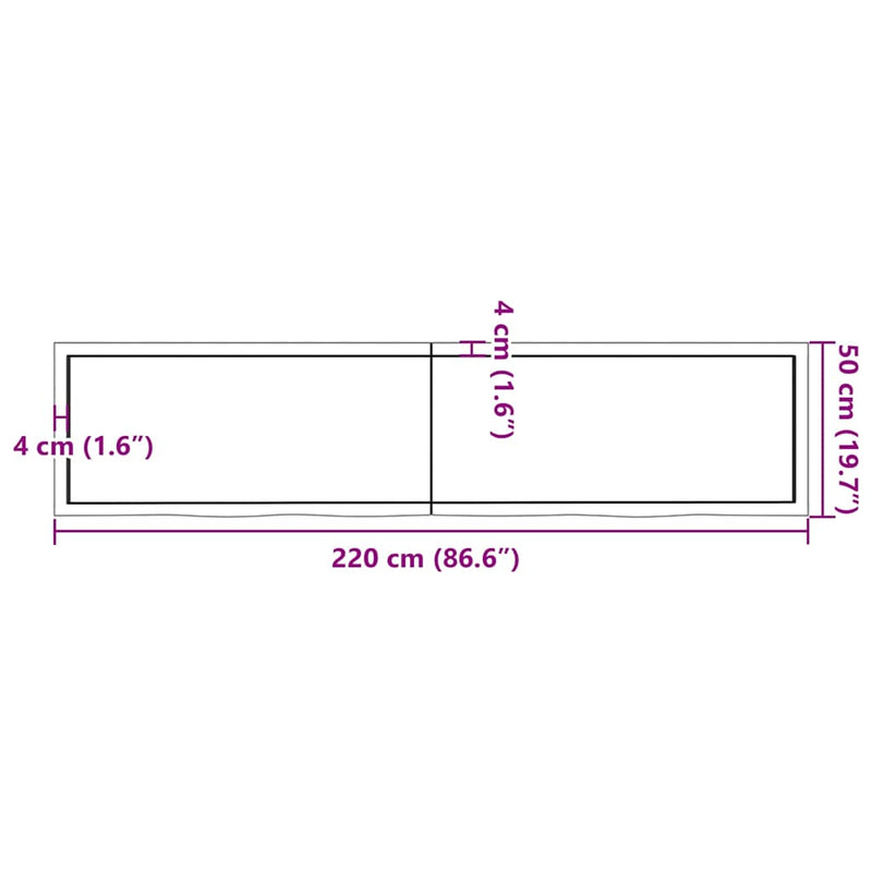 vidaXL világosbarna kezelt tömör tölgyfa asztallap 220x50x(2-4) cm