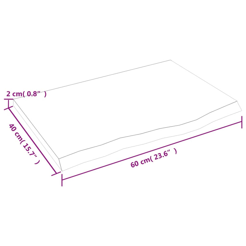 vidaXL sötétbarna kezelt tömör tölgyfa asztallap 60x40x2 cm