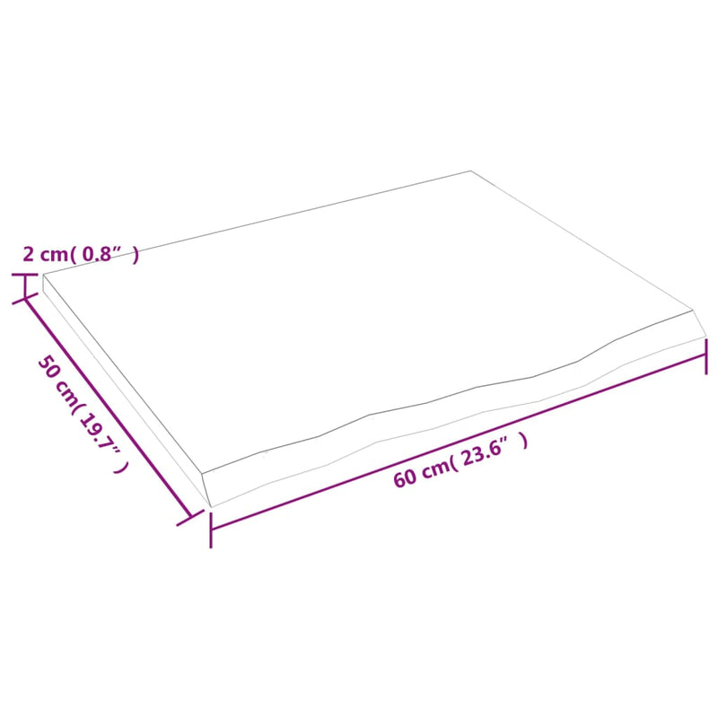 vidaXL sötétbarna kezelt tömör tölgyfa asztallap 60x50x2 cm