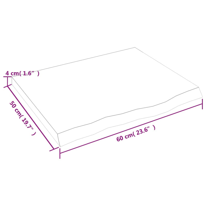 vidaXL sötétbarna kezelt tömör tölgyfa asztallap 60x50x(2-4) cm