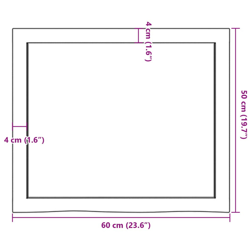 vidaXL sötétbarna kezelt tömör tölgyfa asztallap 60x50x(2-4) cm