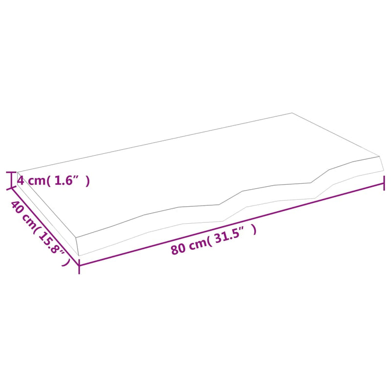 vidaXL sötétbarna kezelt tömör tölgyfa asztallap 80x40x(2-4) cm