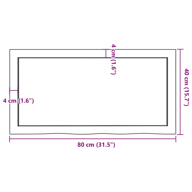 vidaXL sötétbarna kezelt tömör tölgyfa asztallap 80x40x(2-4) cm