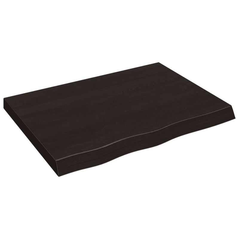 vidaXL sötétbarna kezelt tömör tölgyfa asztallap 80x60x(2-6) cm