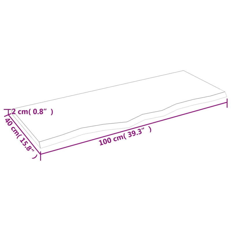 vidaXL sötétbarna kezelt tömör tölgyfa asztallap 100x40x2 cm