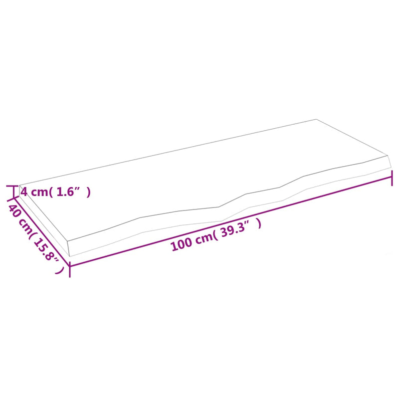 vidaXL sötétbarna kezelt tömör tölgyfa asztallap 100x40x(2-4) cm