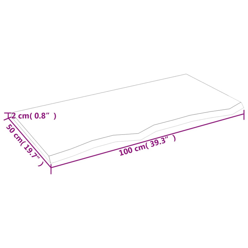 vidaXL sötétbarna kezelt tömör tölgyfa asztallap 100x50x2 cm