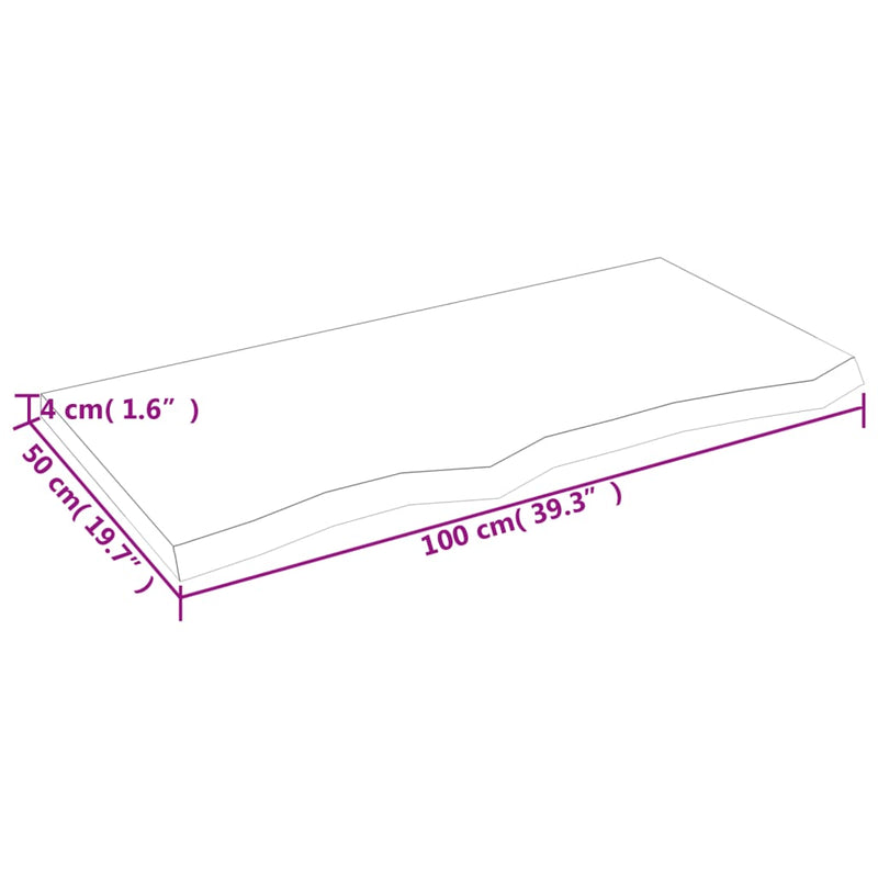 vidaXL sötétbarna kezelt tömör tölgyfa asztallap 100x50x(2-4) cm