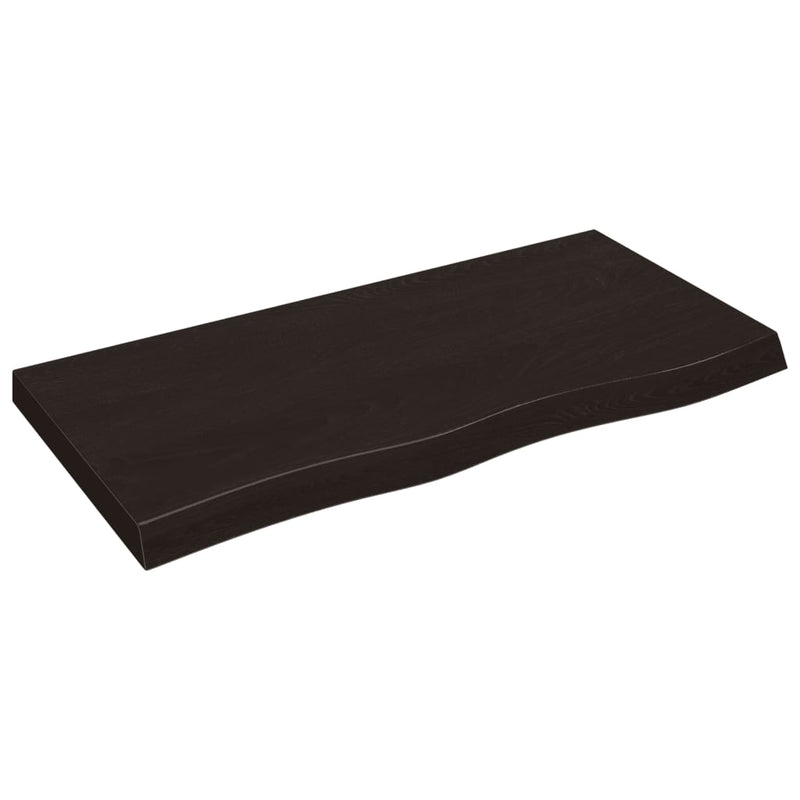 vidaXL sötétbarna kezelt tömör tölgyfa asztallap 100x50x(2-6) cm