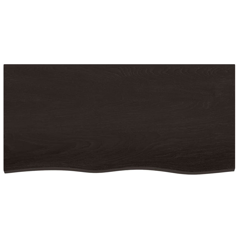 vidaXL sötétbarna kezelt tömör tölgyfa asztallap 100x50x(2-6) cm