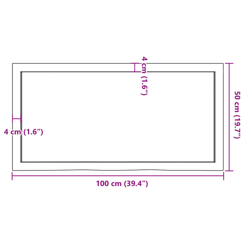 vidaXL sötétbarna kezelt tömör tölgyfa asztallap 100x50x(2-6) cm