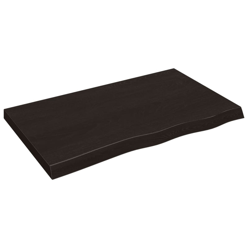 vidaXL sötétbarna kezelt tömör tölgyfa asztallap 100x60x(2-6) cm