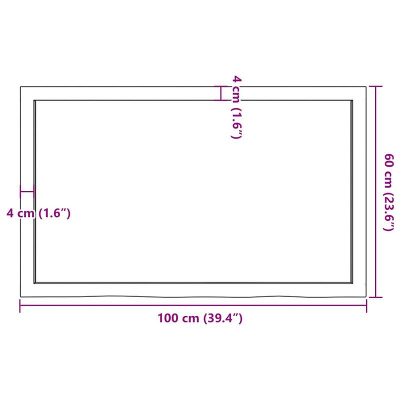 vidaXL sötétbarna kezelt tömör tölgyfa asztallap 100x60x(2-6) cm