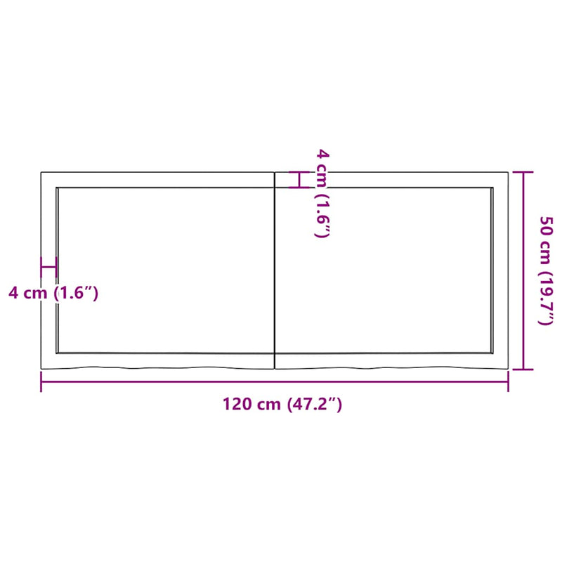 vidaXL sötétbarna kezelt tömör tölgyfa asztallap 120x50x(2-4) cm