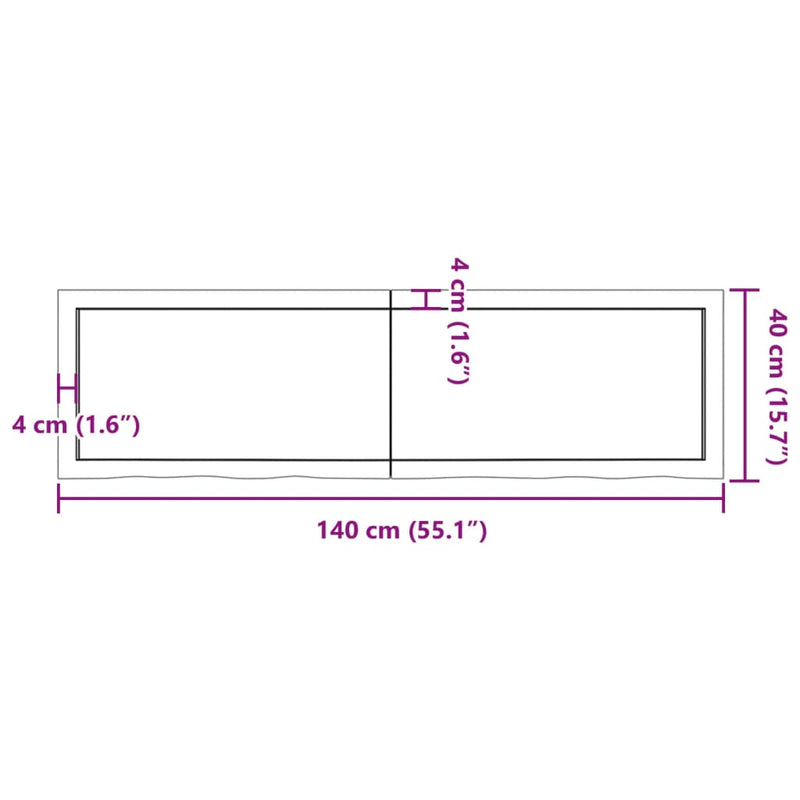vidaXL sötétbarna kezelt tömör tölgyfa asztallap 140x40x(2-4) cm