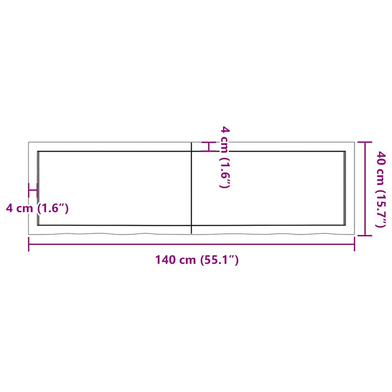 vidaXL sötétbarna kezelt tömör tölgyfa asztallap 140x40x(2-6) cm