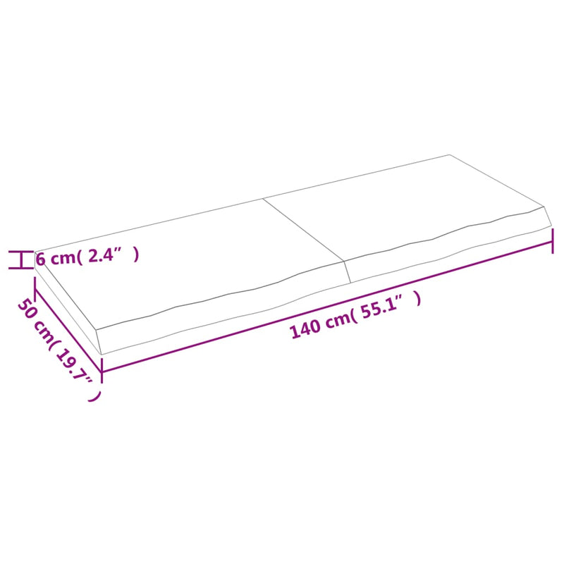 vidaXL sötétbarna kezelt tömör tölgyfa asztallap 140x50x(2-6) cm
