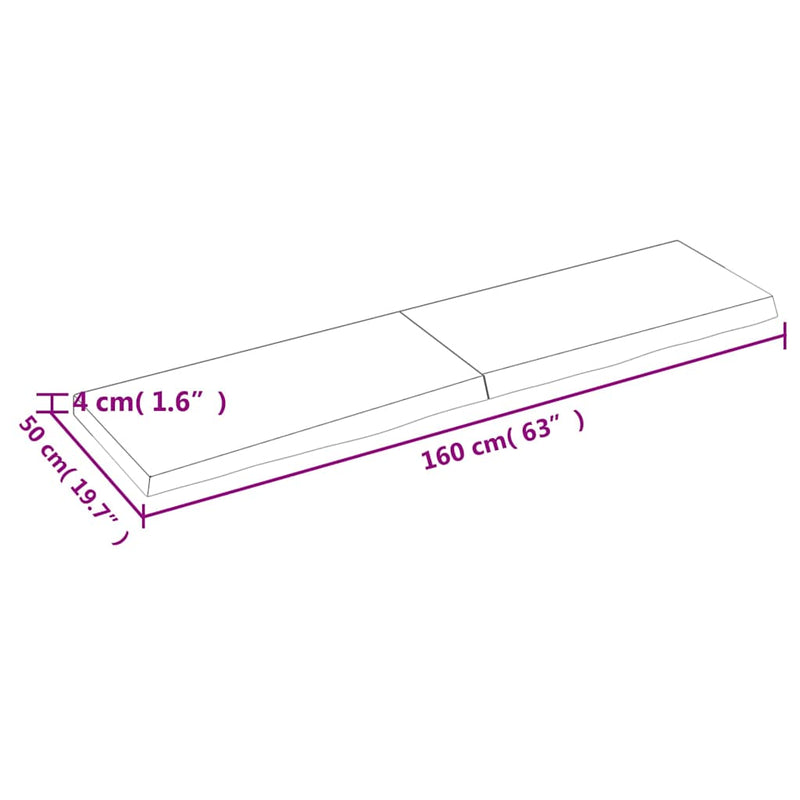 vidaXL sötétbarna kezelt tömör tölgyfa asztallap 160x50x(2-4) cm