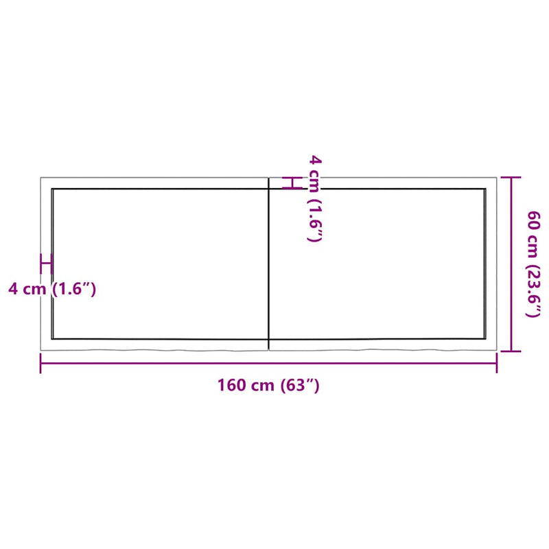 vidaXL sötétbarna kezelt tömör tölgyfa asztallap 160x60x(2-4) cm