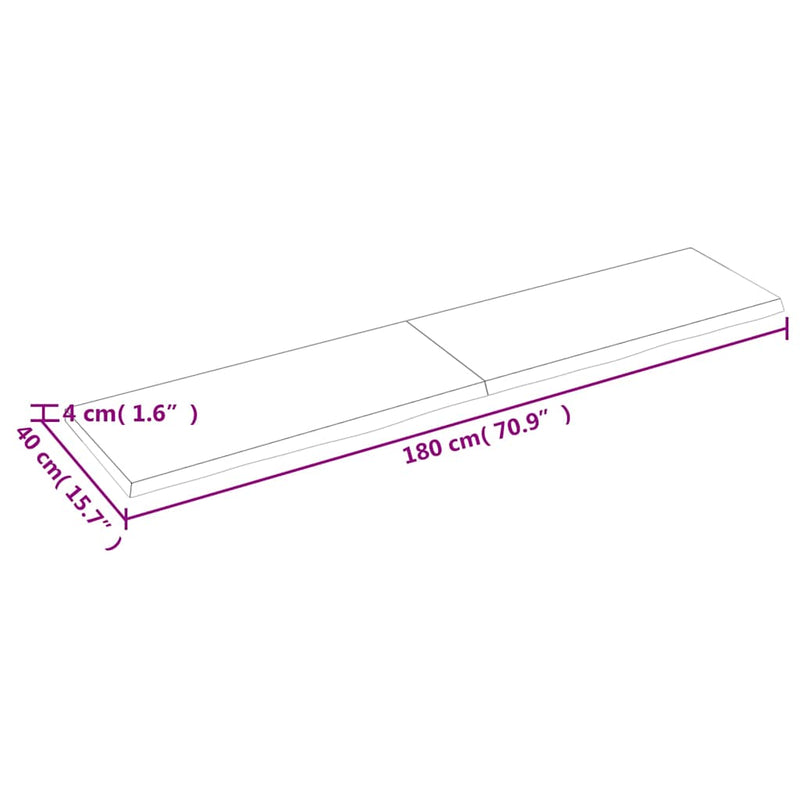 vidaXL sötétbarna kezelt tömör tölgyfa asztallap 180x40x(2-4) cm