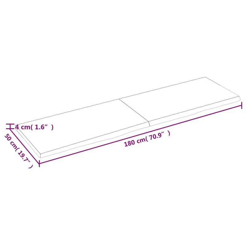 vidaXL sötétbarna kezelt tömör tölgyfa asztallap 180x50x(2-4) cm
