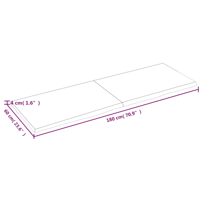 vidaXL sötétbarna kezelt tömör tölgyfa asztallap 180x60x(2-4) cm