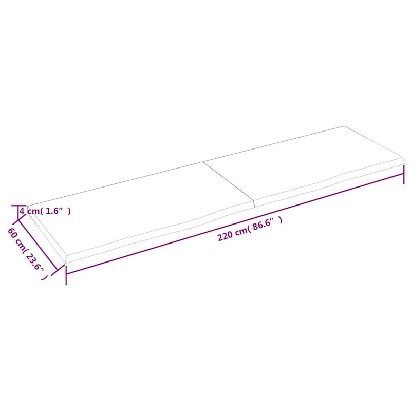 vidaXL sötétbarna kezelt tömör tölgyfa asztallap 220x60x(2-4) cm
