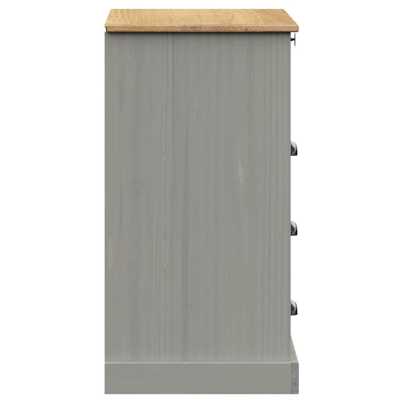 vidaXL VIGO szürke tömör fenyőfa komód 80x40x76 cm