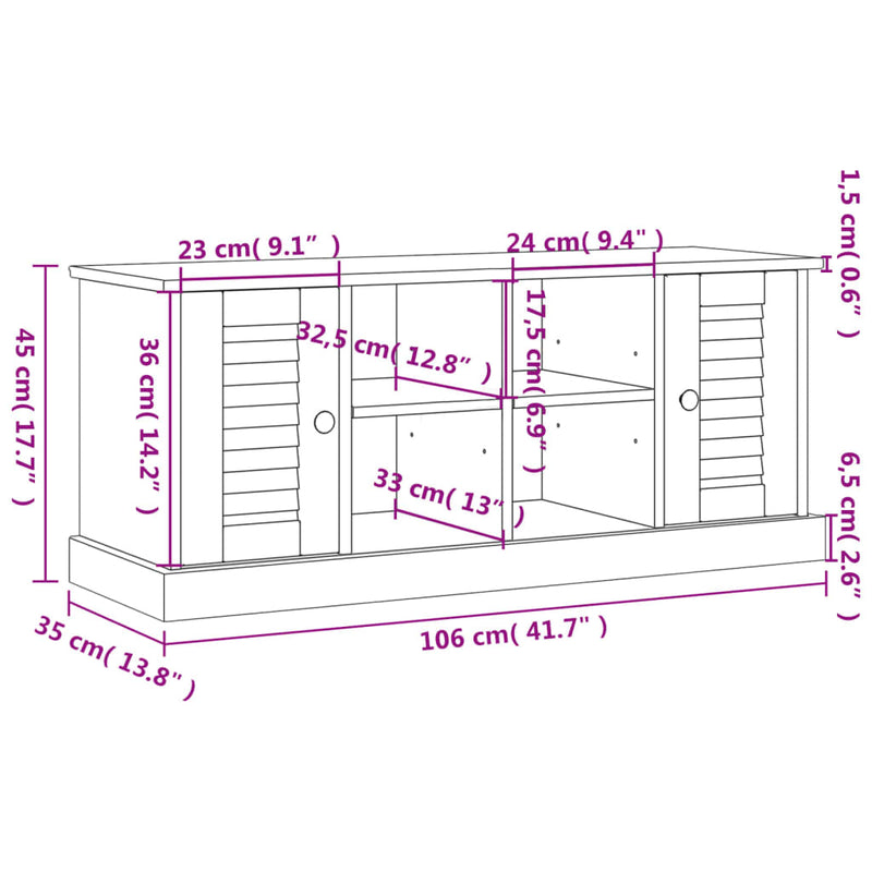 vidaXL VIGO tömör fenyőfa cipőtároló pad 106 x 35 x 45 cm