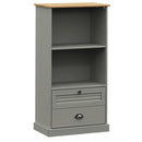 vidaXL VIGO szürke tömör fenyőfa könyvespolc 60x35x114,5 cm
