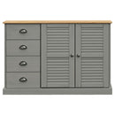 vidaXL VIGO szürke tömör fenyőfa fiókos tálalószekrény 113x40x75 cm