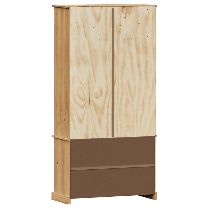 vidaXL VIGO üvegvitrines tömör fenyőfa éjjeliszekrény 85x35x170 cm